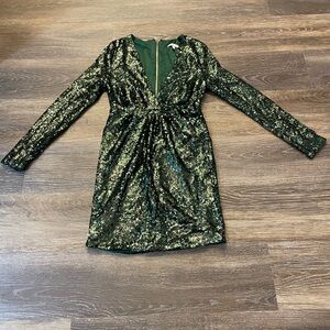 V-Neck Green Dress. S. Gently Worn.